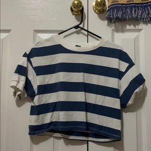 Blue and White Striped Crop Top